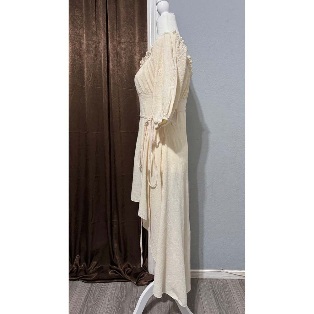Cottagecore Cream 100% Cotton Dress Size M Gauze High-Low Peasant Renaissan - Picture 12 of 15